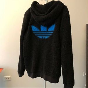 Adidas originals black teddy bear hoodie jacket